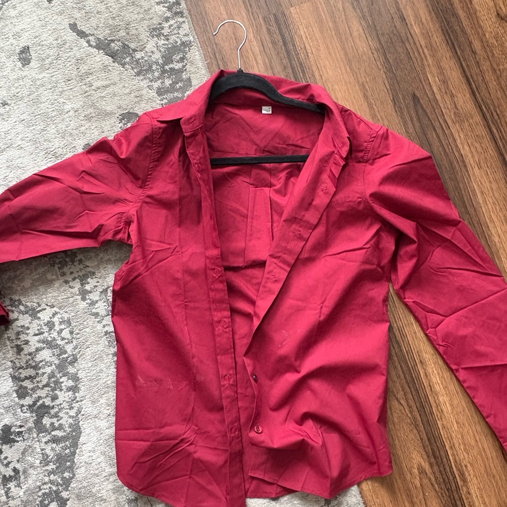 Amazon Women's Red Button Down Shirt